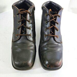 Sporto Women Ankle Boots Brown Faux Leather Y2K Work Wear Streetwear  Size 9.5